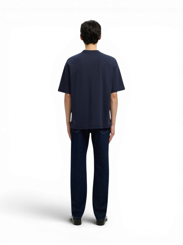 Donkerblauwe effen t-shirt Selected