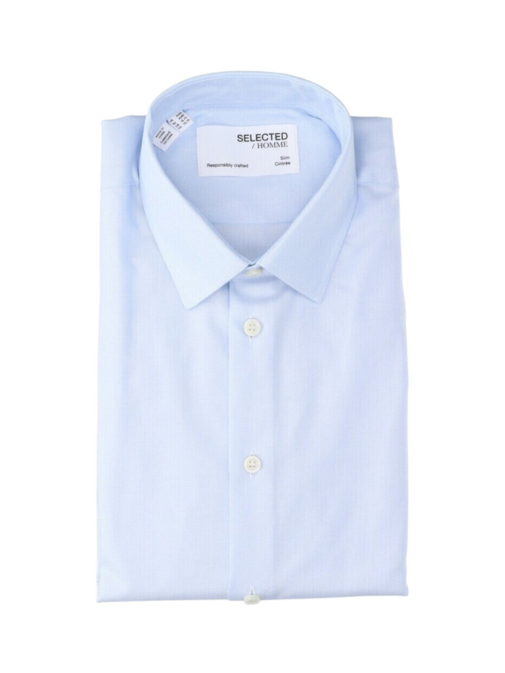 Blauw hemd met licht motief Selected 