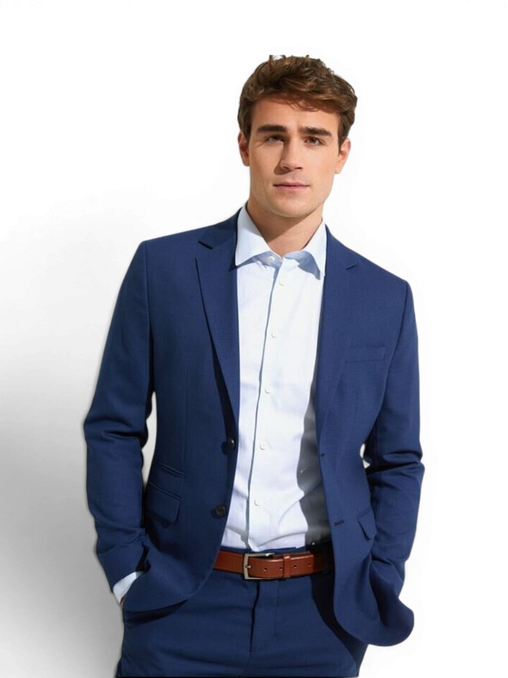 Blauw hemd met licht motief Selected 