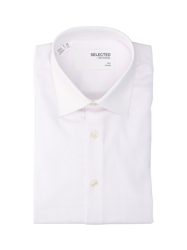 Bright white katoenen hemd ( slim fit) met lange mouwen Selected