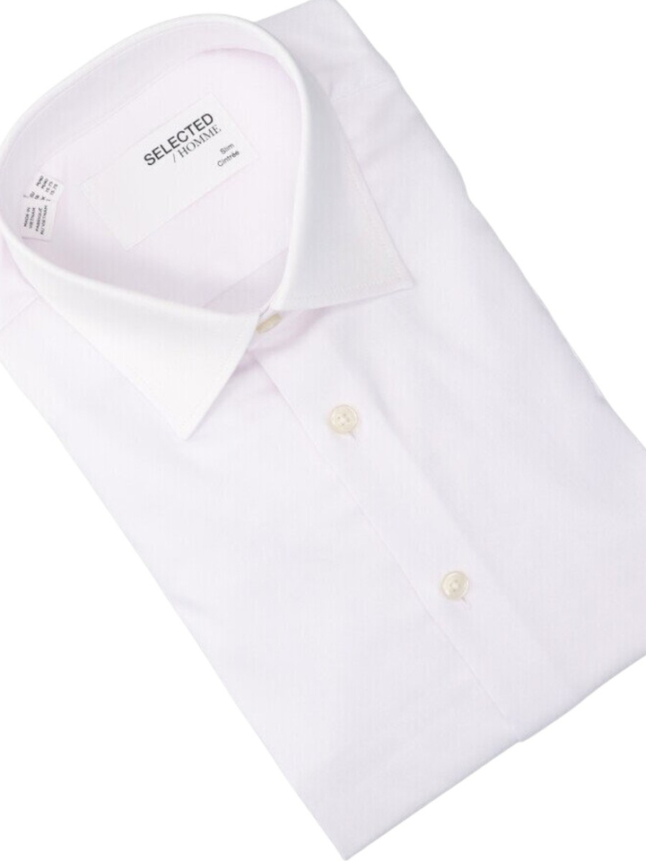Bright white katoenen hemd ( slim fit) met lange mouwen Selected