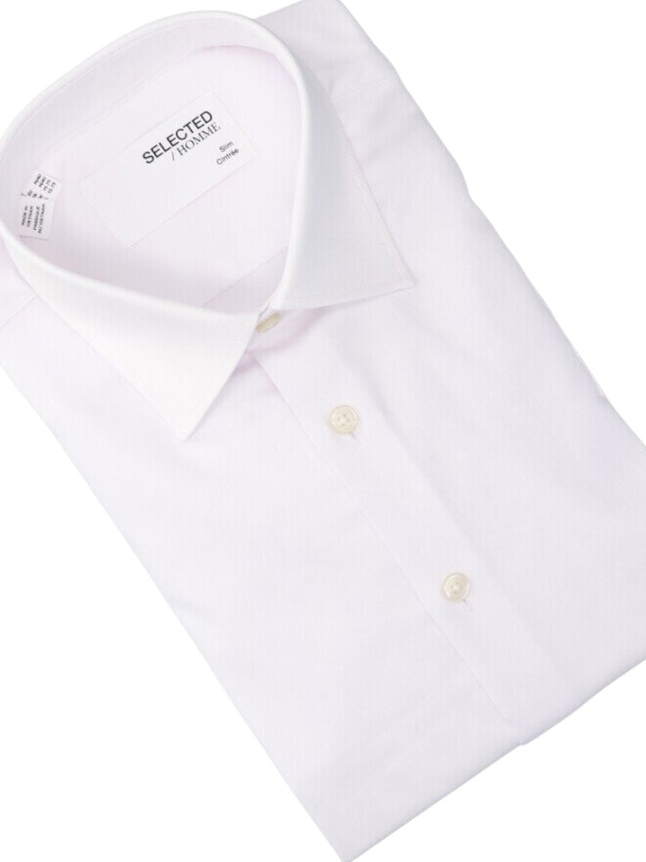 Bright white katoenen hemd ( slim fit) met lange mouwen Selected 