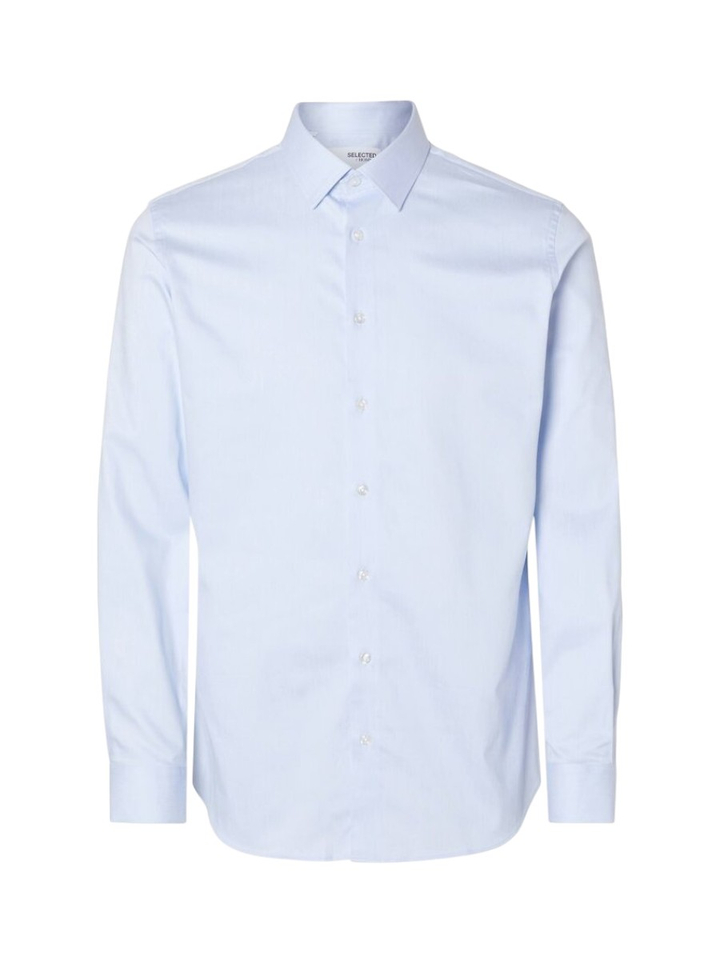 Lichtblauw katoenen hemd (slim fit) met lange mouwen Selected 