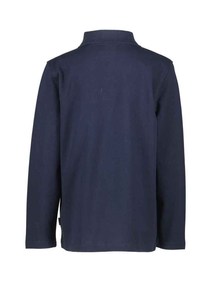 Donkerblauwe katoenen polo met lange mouwen Les Deux