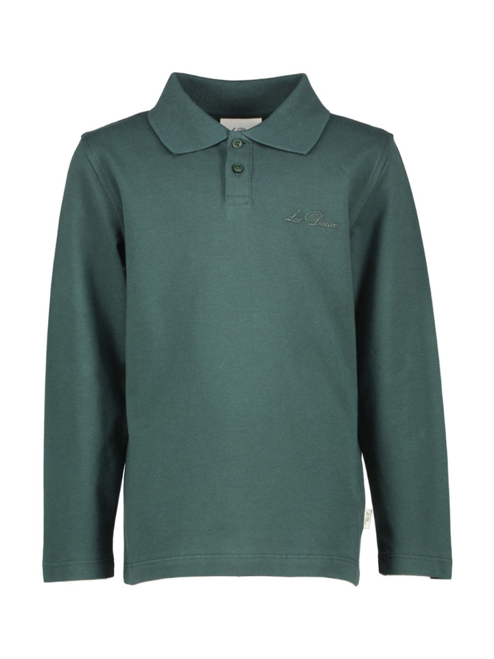 Donkergroene katoenen polo met lange mouwen Les Deux