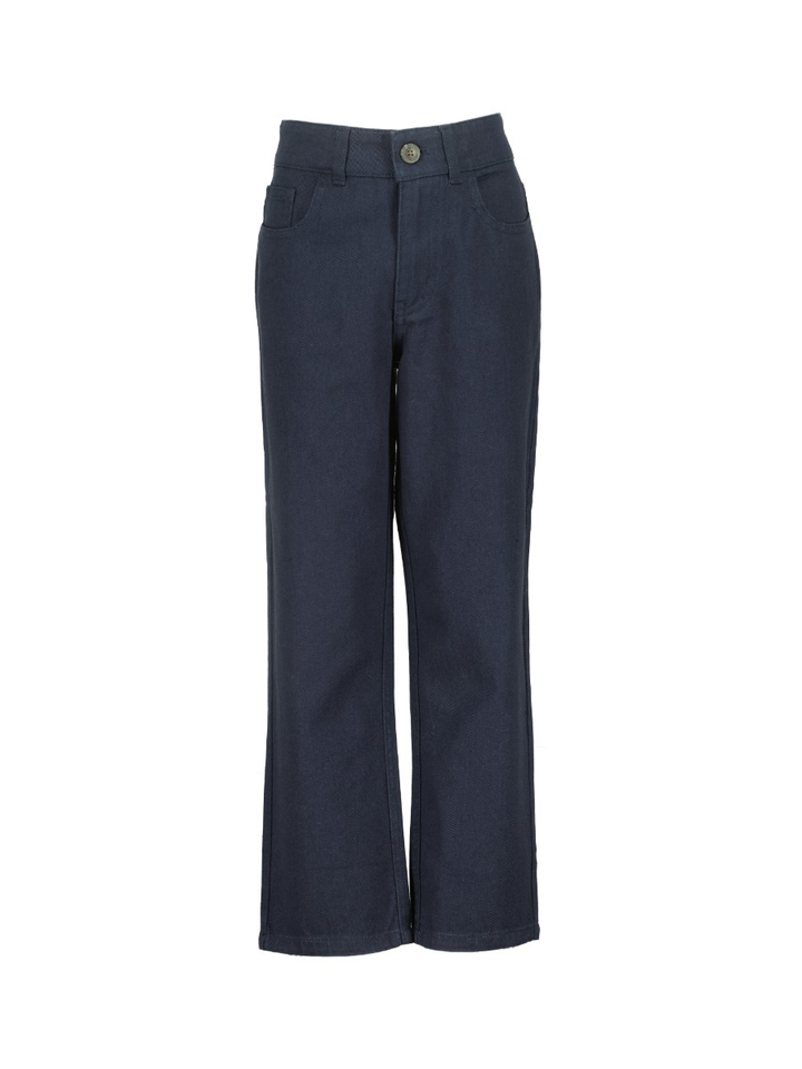 Donkerblauwe katoenen broek straight fit Les Deux