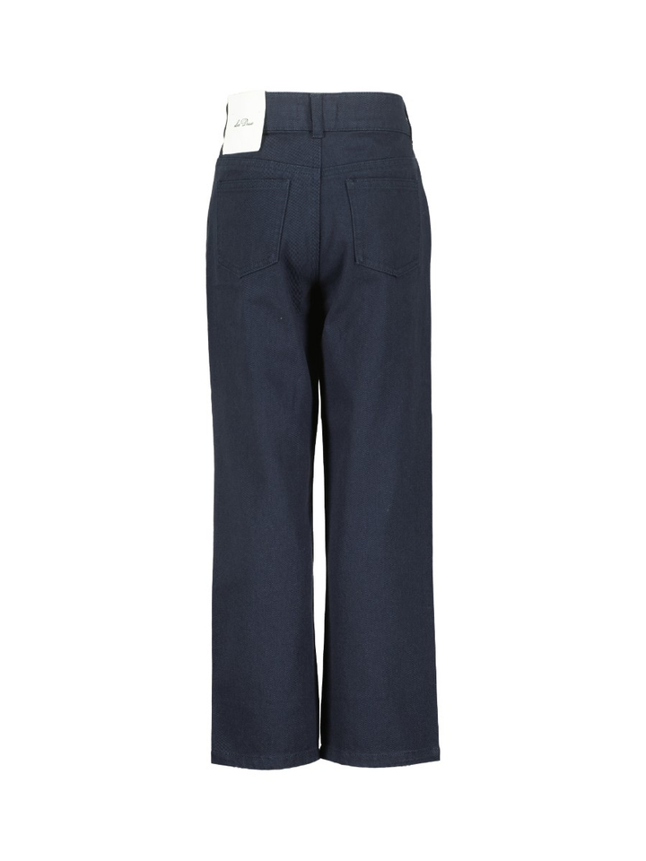 Donkerblauwe katoenen broek straight fit Les Deux