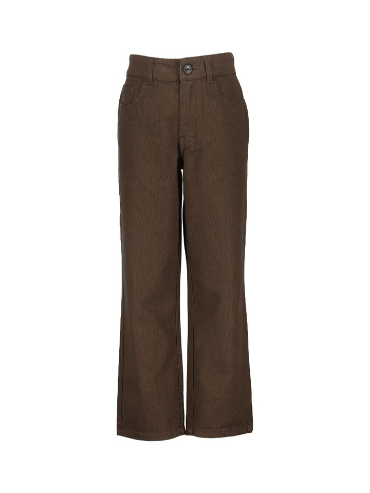 Bruine katoenen broek straight fit Les Deux 