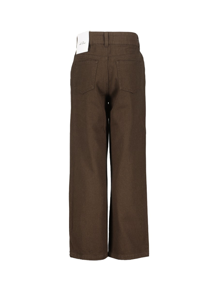 Bruine katoenen broek straight fit Les Deux 