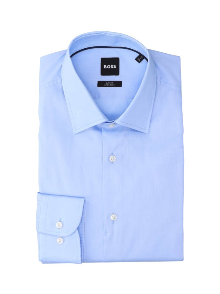 Lichtblauw katoenen hemd (slim fit) met lange mouwen Hugo Boss