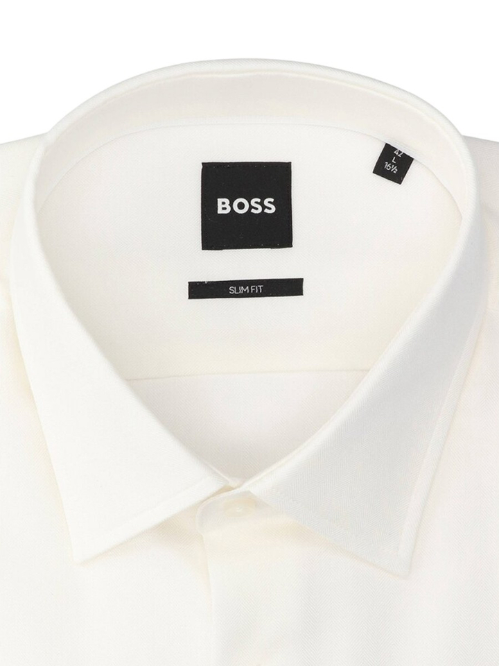 Vanille katoenen hemd (regular fit)  met details en lange mouwen Hugo Boss