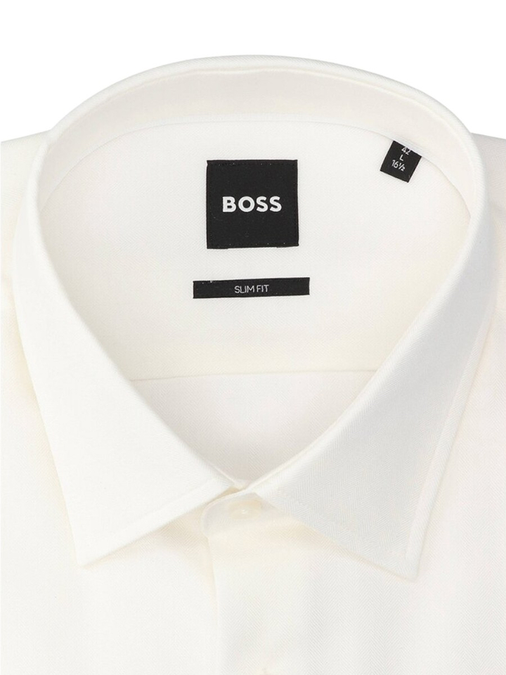 Vanille katoenen hemd (regular fit) met details en lange mouwen Hugo Boss