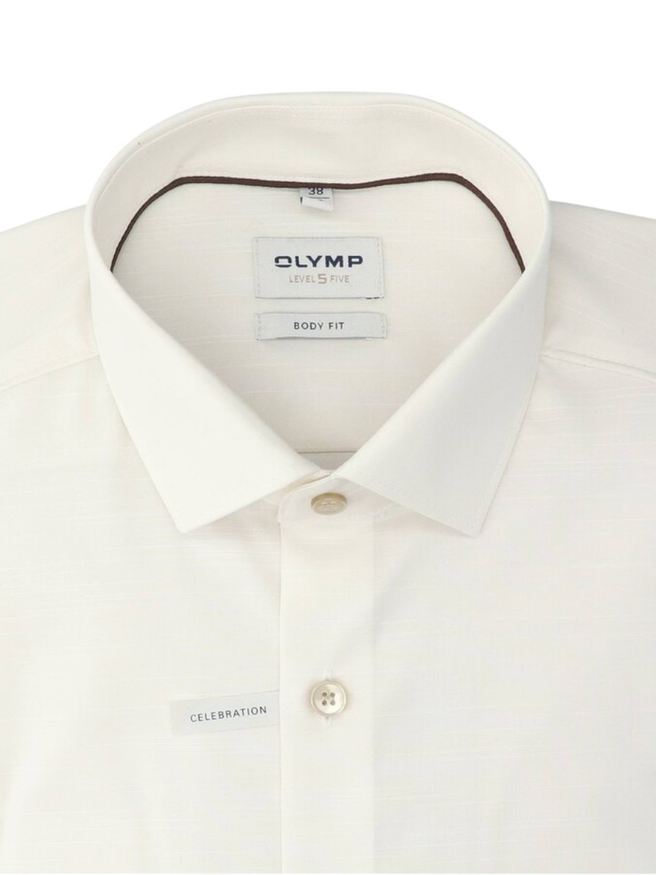 Beige katoenen hemd (body fit) met lange mouwen Olymp