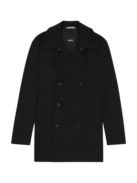 Blauwe mantel met wol en cashmere Hugo Boss