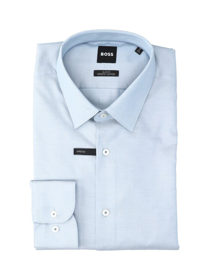Open purple katoenen hemd ( regular fit) met strepen en lange mouwen Hugo Boss