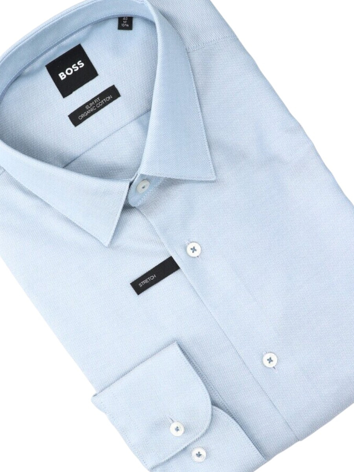 Open purple katoenen hemd ( regular fit) met strepen en lange mouwen Hugo Boss