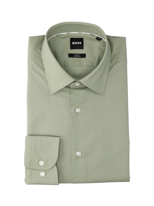 Lichtgroen katoenen hemd ( slim fit) met lange mouwen Hugo Boss