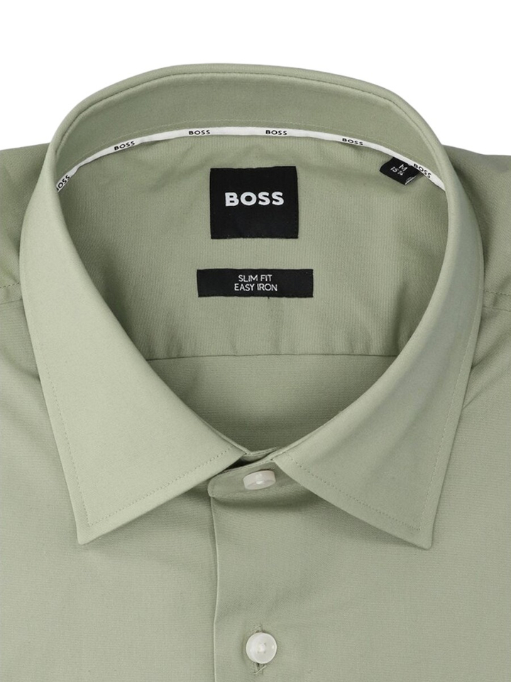 Lichtgroen katoenen hemd ( slim fit) met lange mouwen Hugo Boss 