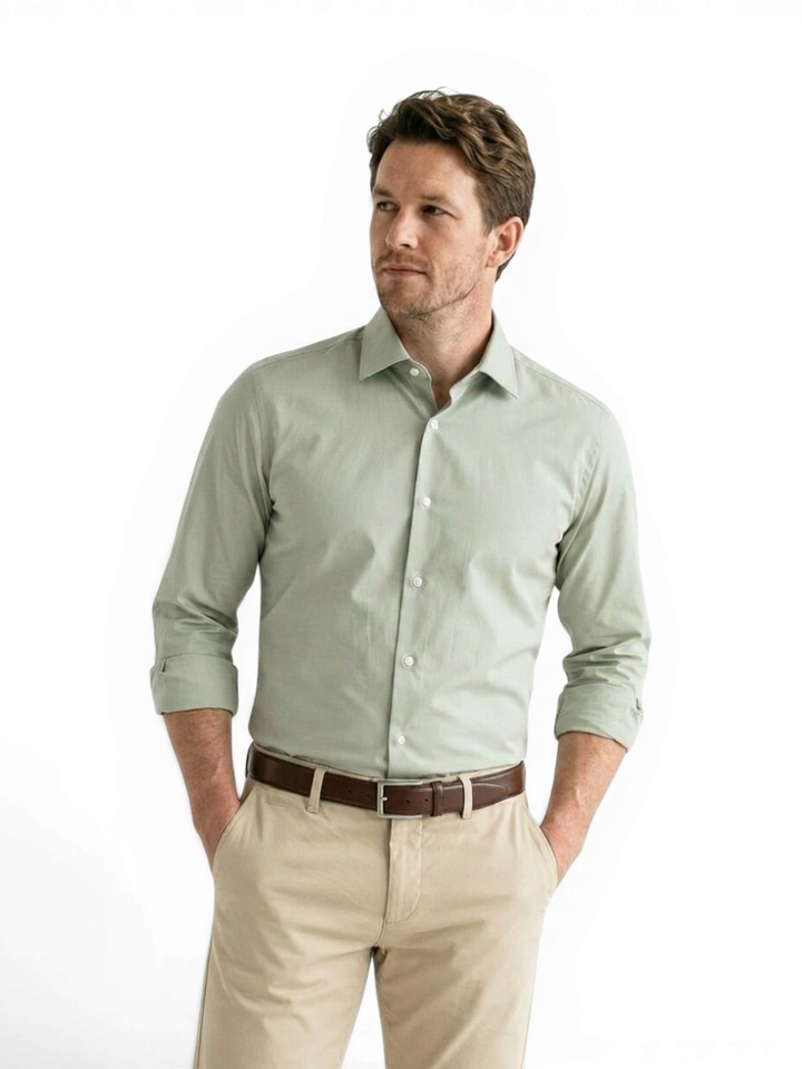 Lichtgroen katoenen hemd ( slim fit) met lange mouwen Hugo Boss