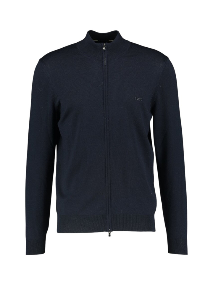 Donkerblauwe fijne trui in wol Hugo Boss
