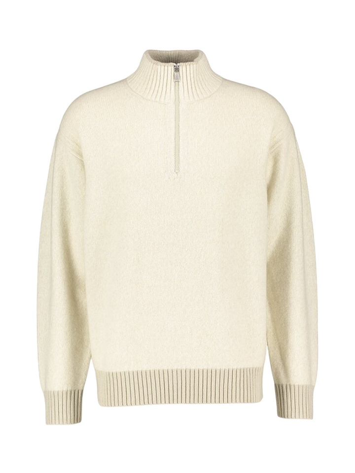 Beige wollen trui met korte rits Hugo Boss
