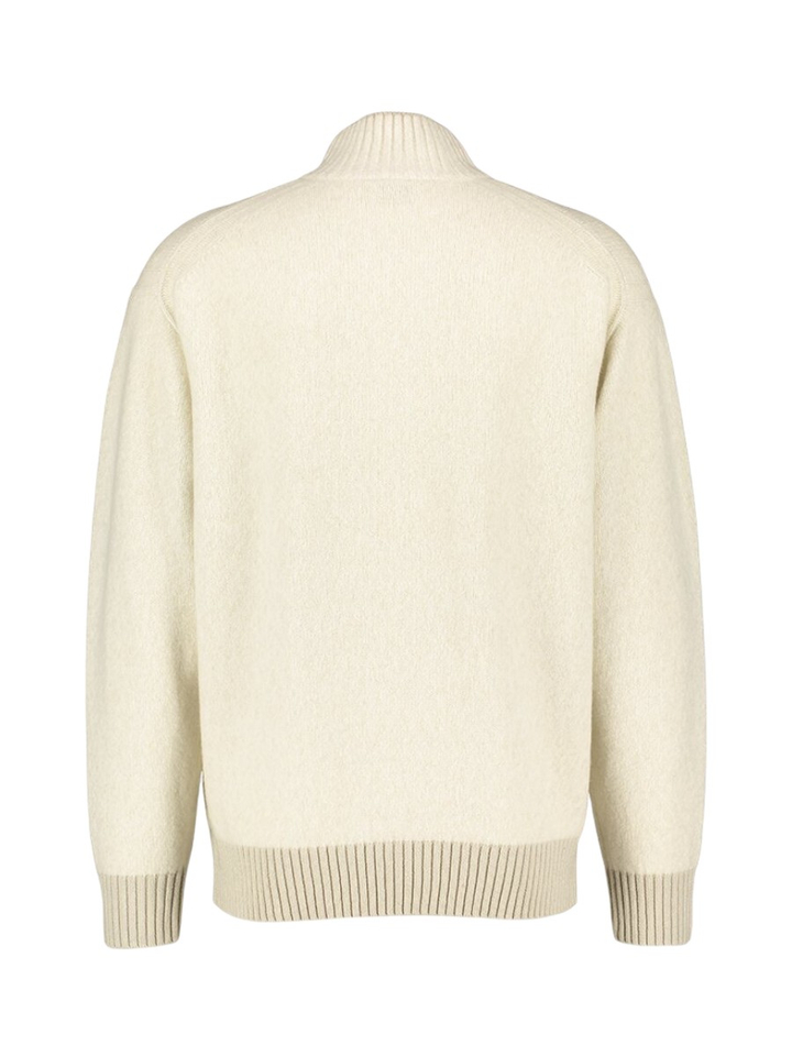 Beige wollen trui met korte rits Hugo Boss