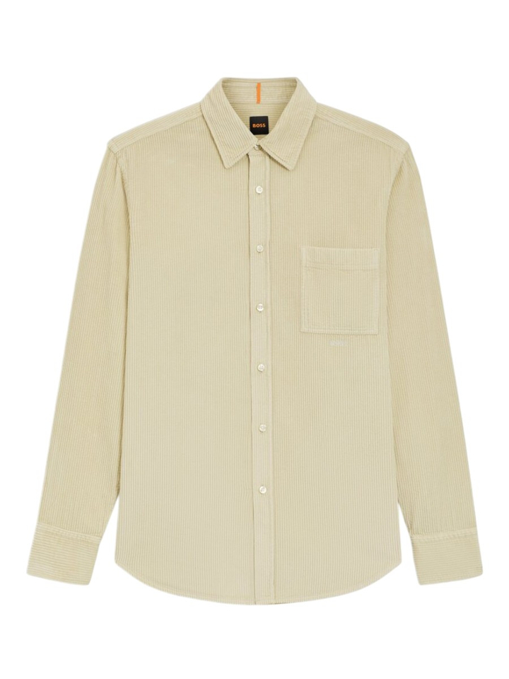 Beige overhemd in ribfluweel Hugo Boss