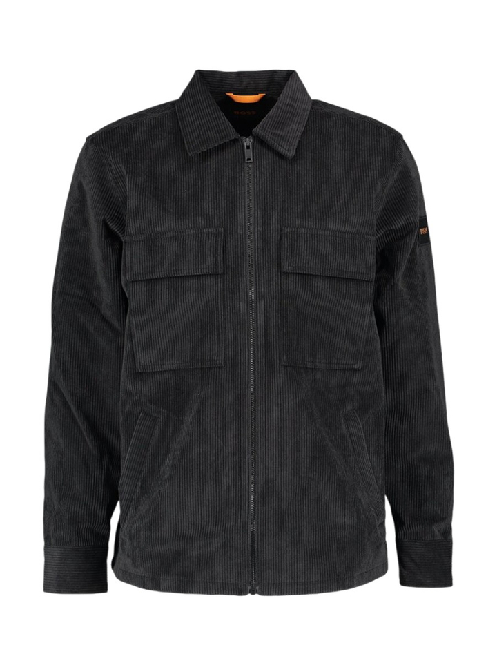 Zwart corduroy hemd met rits Hugo Boss