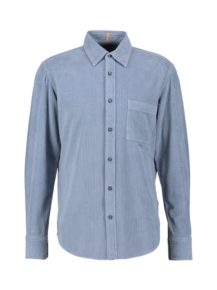 Blauw hemd in dikkere stof Hugo Boss