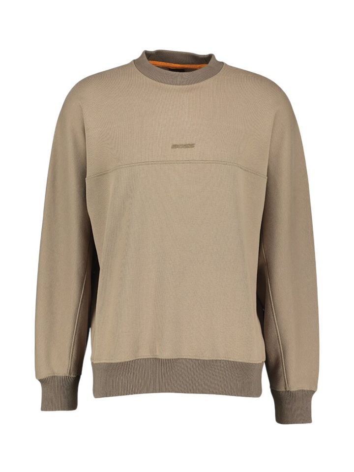 Mokka kleurige sweater met ronde hals We Heavy Hugo Boss