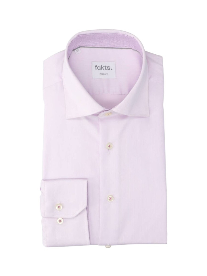 Lila faux katoenen hemd (regular fit) met details en lange mouwen Fakts 
