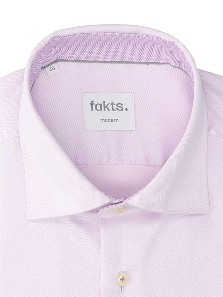 Lila faux katoenen hemd (regular fit) met details en lange mouwen Fakts 