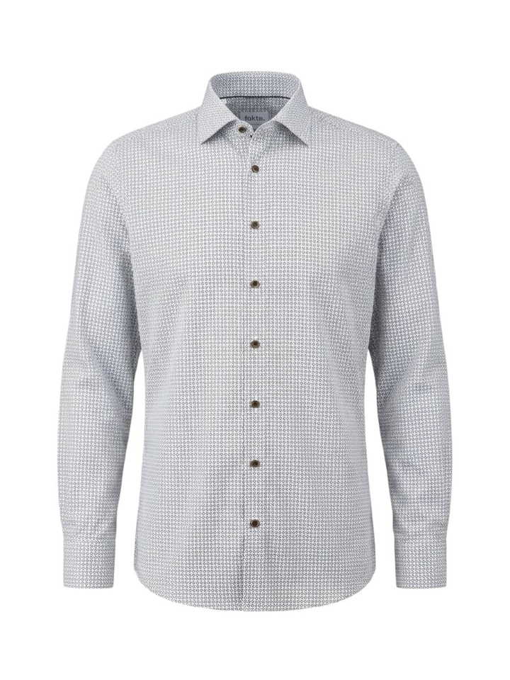 Wit katoenen hemd (regular fit) met details en lange mouwen Fakts 