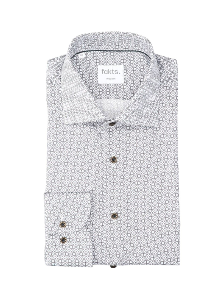 Wit katoenen hemd (regular fit) met details en lange mouwen Fakts 