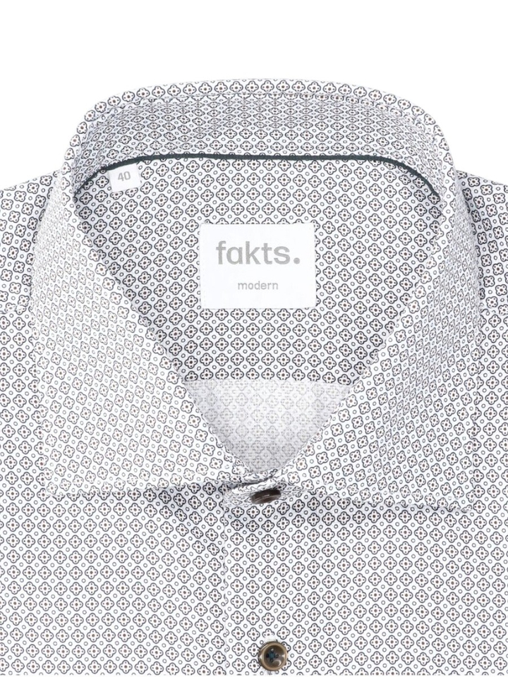 Wit katoenen hemd (regular fit) met details en lange mouwen Fakts 