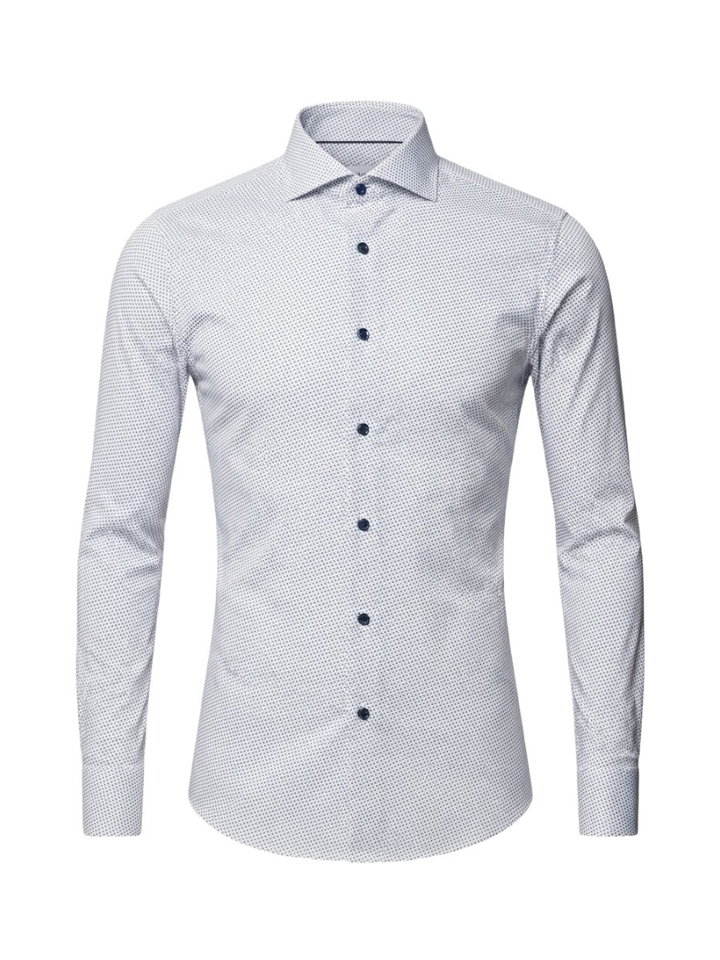 Blauw katoenen hemd met print (slim fit) met lange mouwen Fakts 