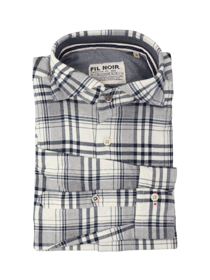  Flanellen hemd (regular fit) met lange mouwen Fil Noir 