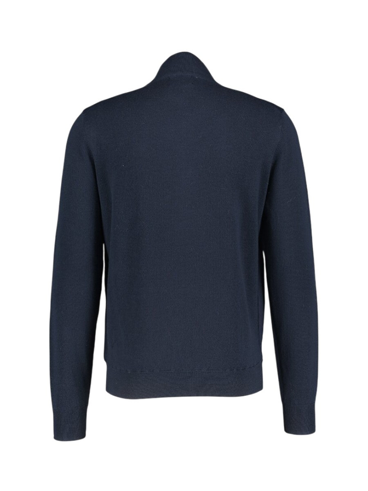 Donkerblauwe wollen gilet met rits Hackett