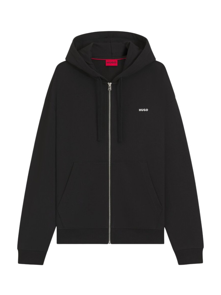 Zwarte katoenen hoodie met zilverkleurige rits Dapozip Hugo Boss