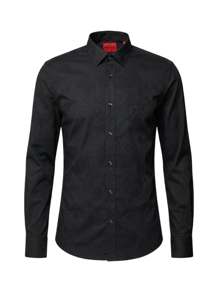 Zwart katoenen hemd (slim fit) met lange mouwen Hugo Boss