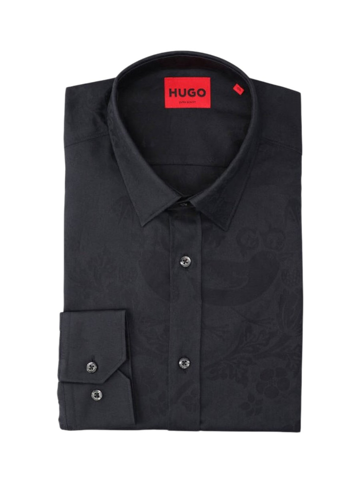Zwart katoenen hemd (slim fit) met lange mouwen Hugo Boss