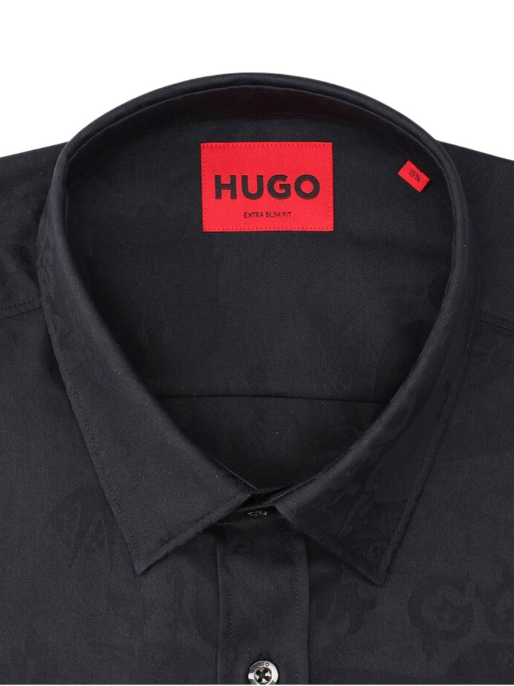 Zwart katoenen hemd (slim fit) met lange mouwen Hugo Boss