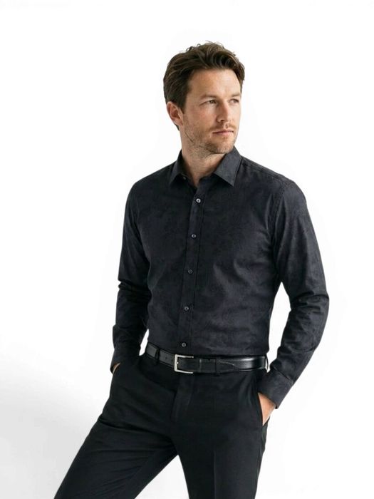 Zwart katoenen hemd (slim fit) met lange mouwen Hugo Boss