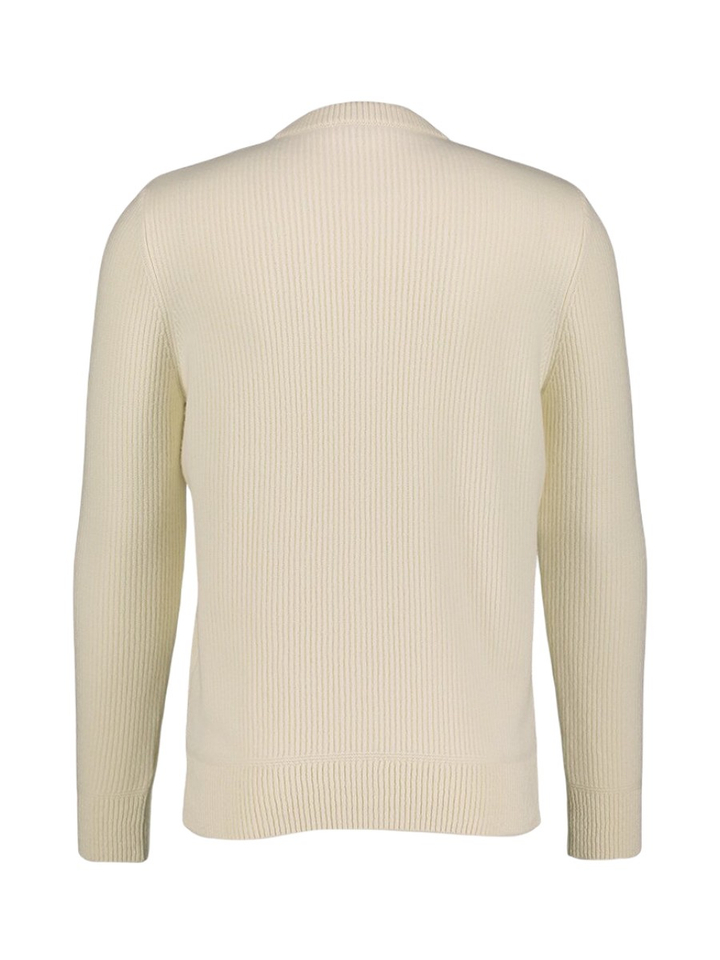 Ecru gebreide wollen trui met borstzak Crew Neck Phil Petter 