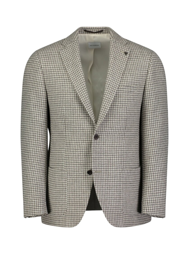 Beige wollen blazer met ruitmotief regular fit Roy Robson 