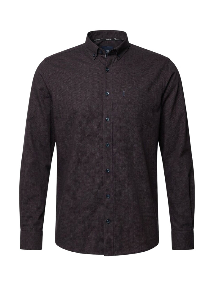 Blauw katoenen hemd (regular fit) met fijne details en lange mouwen State Of Art 