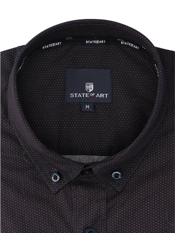 Blauw katoenen hemd (regular fit) met fijne details en lange mouwen State Of Art 