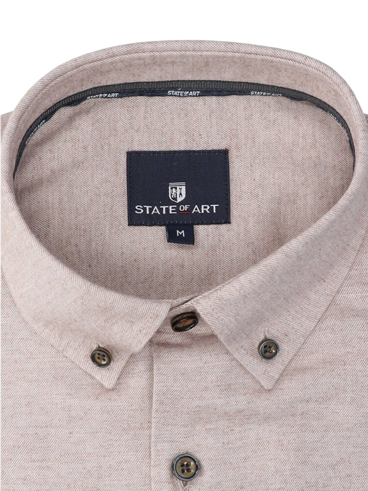 Beige katoenen hemd (regular fit) met lange mouwen State Of Art