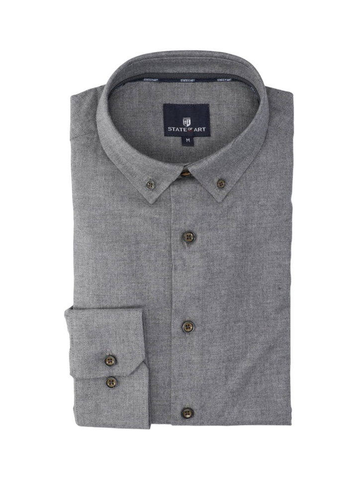 Grijs flanellen hemd (regular fit) met lange mouwen State Of Art