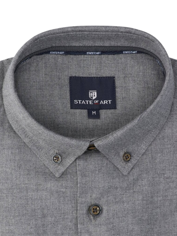 Grijs flanellen hemd (regular fit) met lange mouwen State Of Art